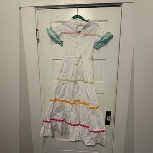 Celia‎ B Women's White Ruffle Baba Midi Ruffle Tier Dress A-Line Yacht Size S